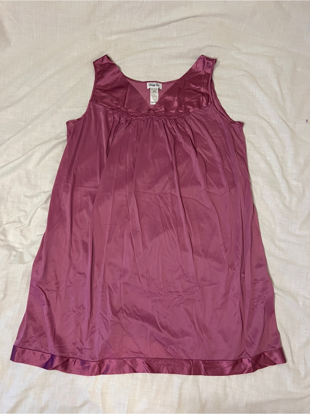 Vintage Plum Nylon Slip Dress Chemise Nightgown - 70s